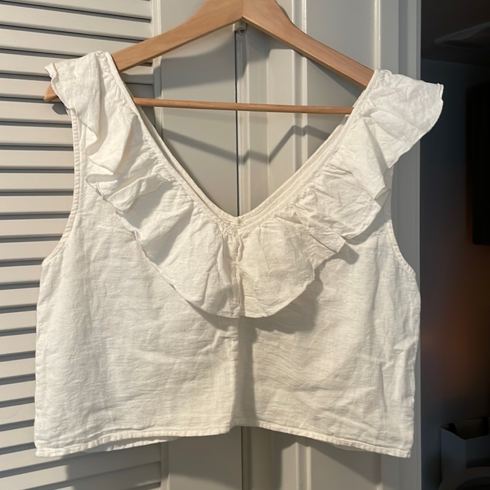 Aritzia Sunday best brand cropped top linen fabric size Medium